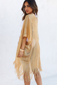De Sousa Gold Fringed Beach Cover Up image