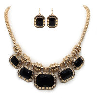 Black Emerald Stone Necklace & Matching Earring Set image
