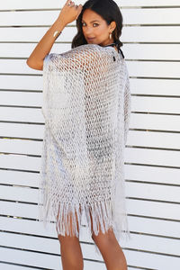 Luz De Luna Silver Fringed Beach Cover Up image