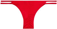 Solid Red Double Strap Micro Scrunch Bikini Bottoms image