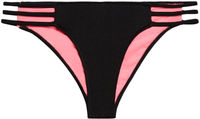 Solid Black Triple Strap Classic Scrunch Bikini Bottoms image