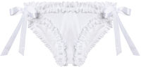 White Classic Bridal Ruffle Lace Bikini Bottom image
