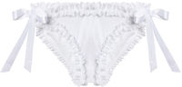 White Classic Bridal Ruffle Lace Bikini Bottom image