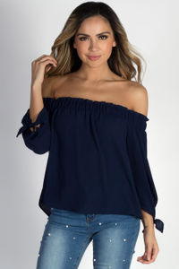 "Be Magical" Navy Off The Shoulder Top image