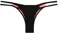 Solid Black Double Strap Micro Scrunch Bikini Bottoms image