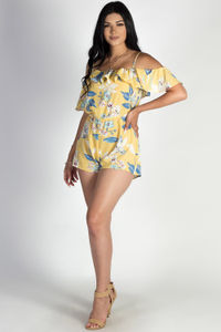"On The Run" Pastel Yellow Floral Crepe Romper image