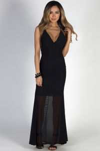 "Moon River" Black Strappy Backless Mermaid Maxi Gown image