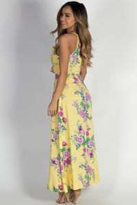 "Paradise Perfection" Yellow Floral Racer Back Maxi Dress image