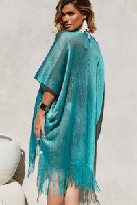 De Sousa Teal Fringed Beach Cover Up image