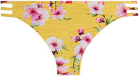 Yellow Cherry Blossom Triple Strap Classic Scrunch Bikini Bottom image