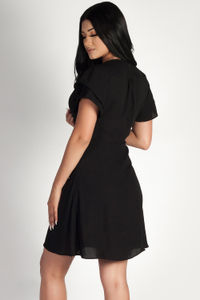 "Summer Sippin'" Black Ruffled Shoulder Dress image