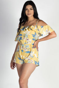 "On The Run" Pastel Yellow Floral Crepe Romper image