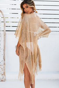 De Sousa Gold Fringed Beach Cover Up image