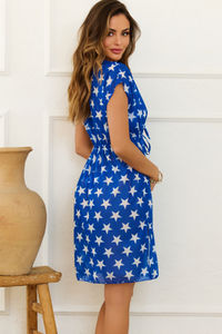 Patriotic Stars Open Mesh Cover Up w/ Drawstring Waist image