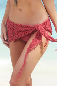 Sexy Crochet Tie Sarong Coral Loose Knit image