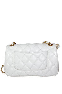 White Vegan Leather Diamond Stitch Handbag image