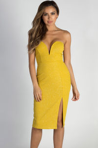 "Keeping My Options Open" Gold Sweetheart Shimmer Dress image