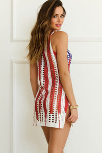 Lakeside Patriotic Mini Crochet Beach Cover Up Dress image