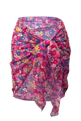 Flower Bliss Sheer Chiffon Sarong Cover Up