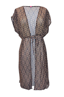 Chevron Chic Open Mesh Cover Up w/ Drawstring Waist