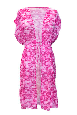 Pink Camo Open Mesh Cover Up w/ Drawstring Waist