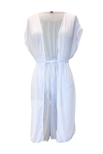 White Open Mesh Cover Up w/ Drawstring Waist