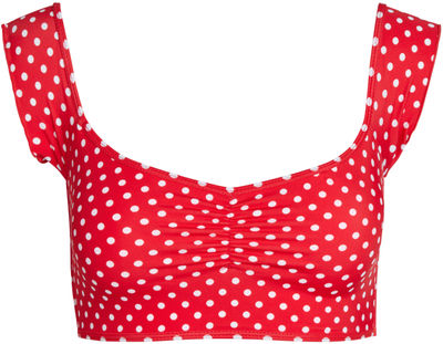 Red Polka Dots Off Shoulder Bikini Top