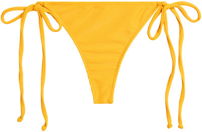 Yellow Ribbed Brazilian Thong Turnback