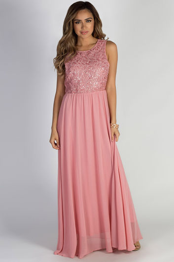 "Sweet Bliss" Pink Sleeveless Crochet Lace Maxi Dress