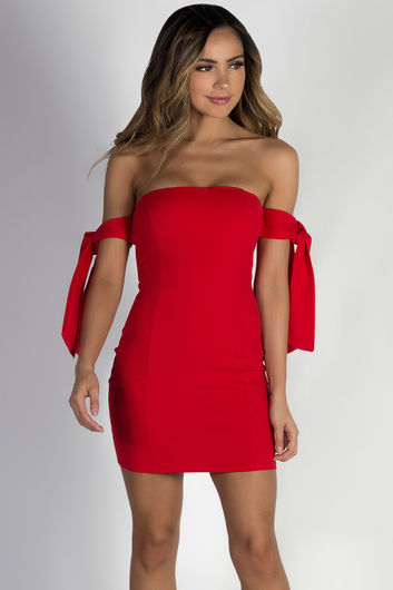 "Came Thru Drippin" Red Off Shoulder Mini Dress