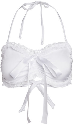 Aruba White Bridal Ruffle Lace Bikini Top