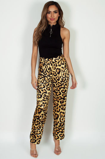 "From The Jump" Leopard Print Straight Leg Pants