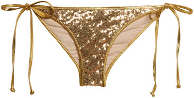 Vegas Solid Gold Single Rise Sequin Scrunch Bottom