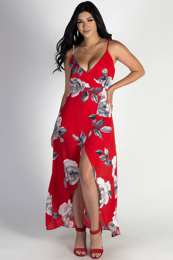 "Rockin' That Thang" Red Floral Print High-Low Dress
