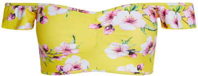 Yellow Cherry Blossom Off Shoulder Bikini Top