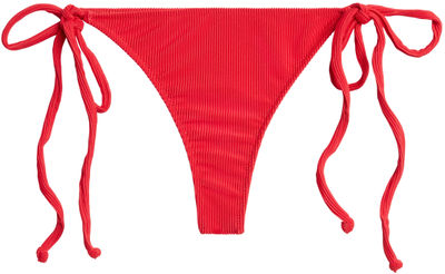 Red Ribbed Brazilian Thong Bottom