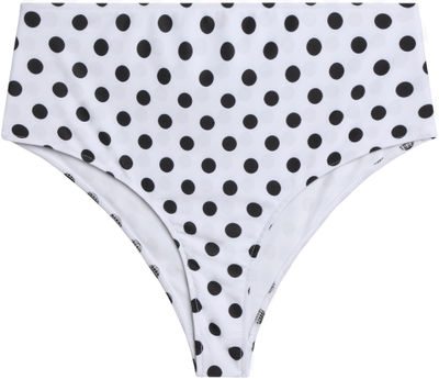 White Polka Dot High Waist Bikini Bottom
