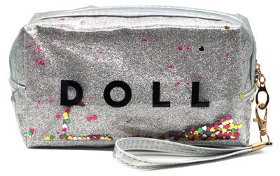 Doll Sparkle Silver Cosmetic Bag