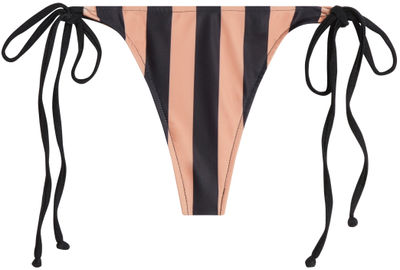 Black & Taupe Stripes Brazilian Thong Bottom