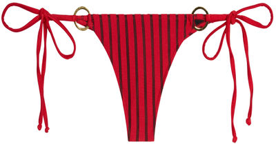 Red Sheer Obsession Brazilian Bottom w/ Gold Loop Accents