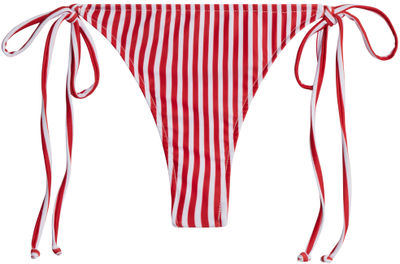 Red & White Stripes Brazilian Thong Bottom
