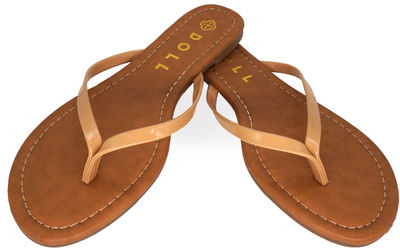 Nude - DOLL Y-Strap Flat Sandals