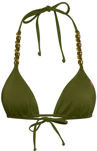 Olive Triangle Bikini On a Chain Top