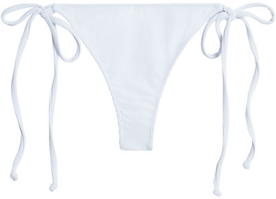 White Ribbed Brazilian Thong Bottom