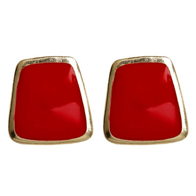 Red Trapezoid Earrings