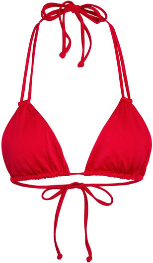 Red Double Strap Triangle Bikini Top