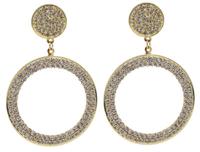Isla Blanca Rhinestone Gold Dangle Earrings