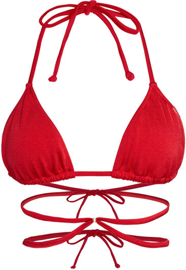 Red Strappy Triangle Bikini Top