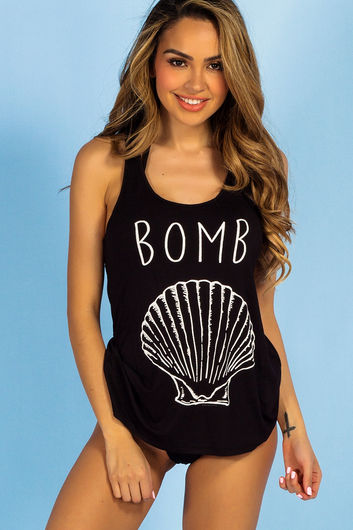 Black Bomb Shell Beach Tank