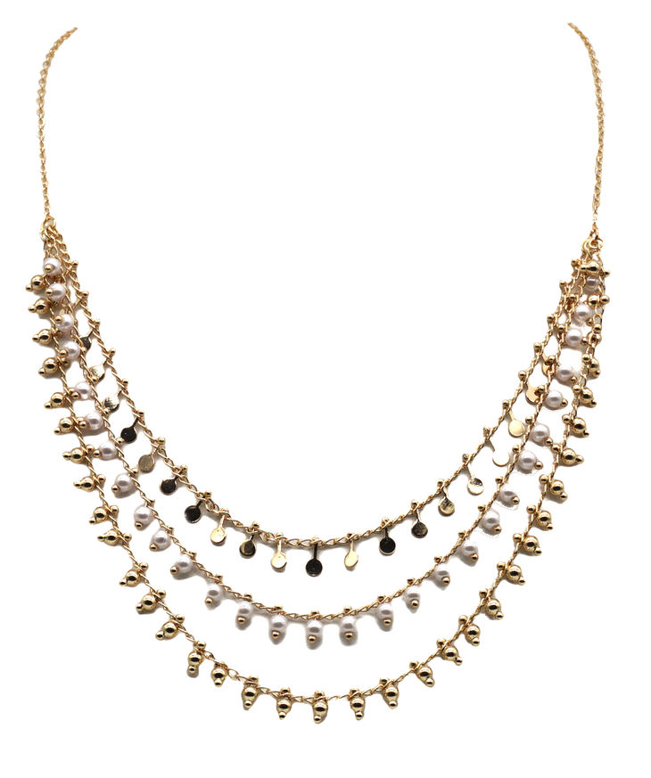 Dainty Pearl Bead Layered Necklace image